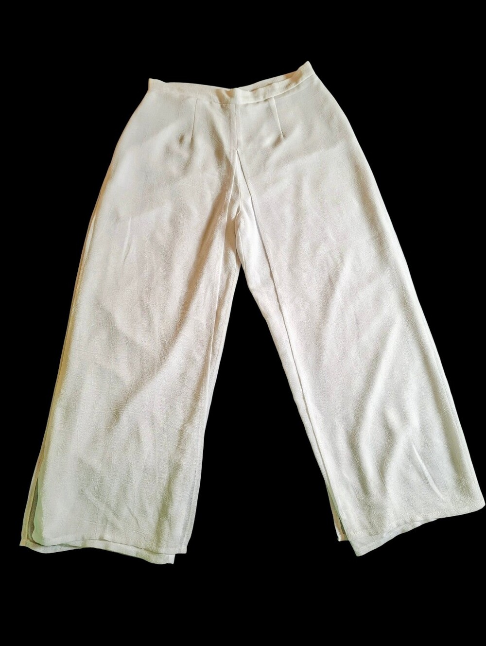 Joseph Ribkoff Wide Leg Whitw Pants Flowy Palazzo Layered Sheer